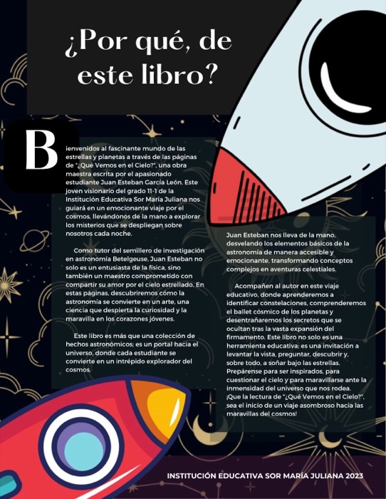 ¿Qué vemos en el cielo?, página 2: diseño editorial de Alvaro Cardenas Orozco