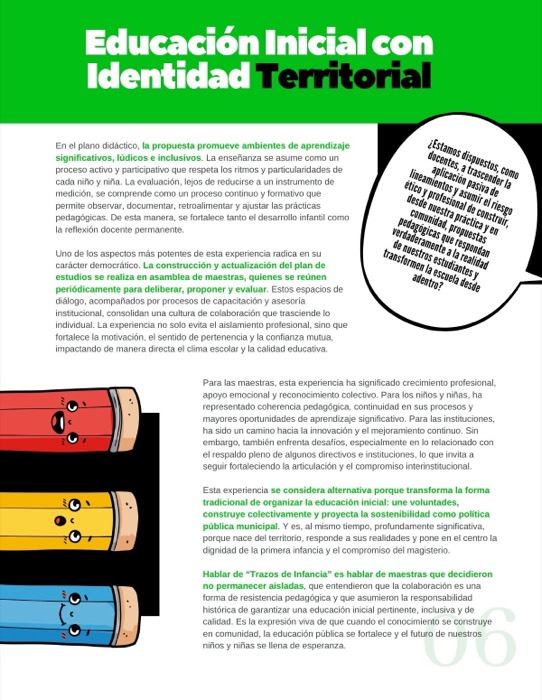 Voces que Transforman, página 6: diseño editorial de Alvaro Cardenas Orozco