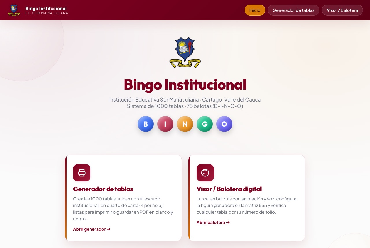 Captura del bingo institucional